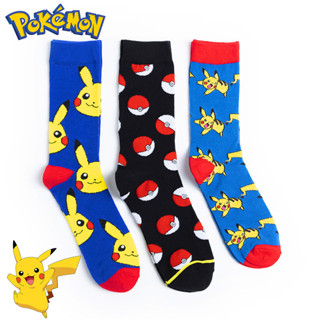 3Pairs Pokémon Meias De Bezerros Pikachu Tamanho Adulto Personagens Anime Homens Mulheres Aniversário De Natal Presente