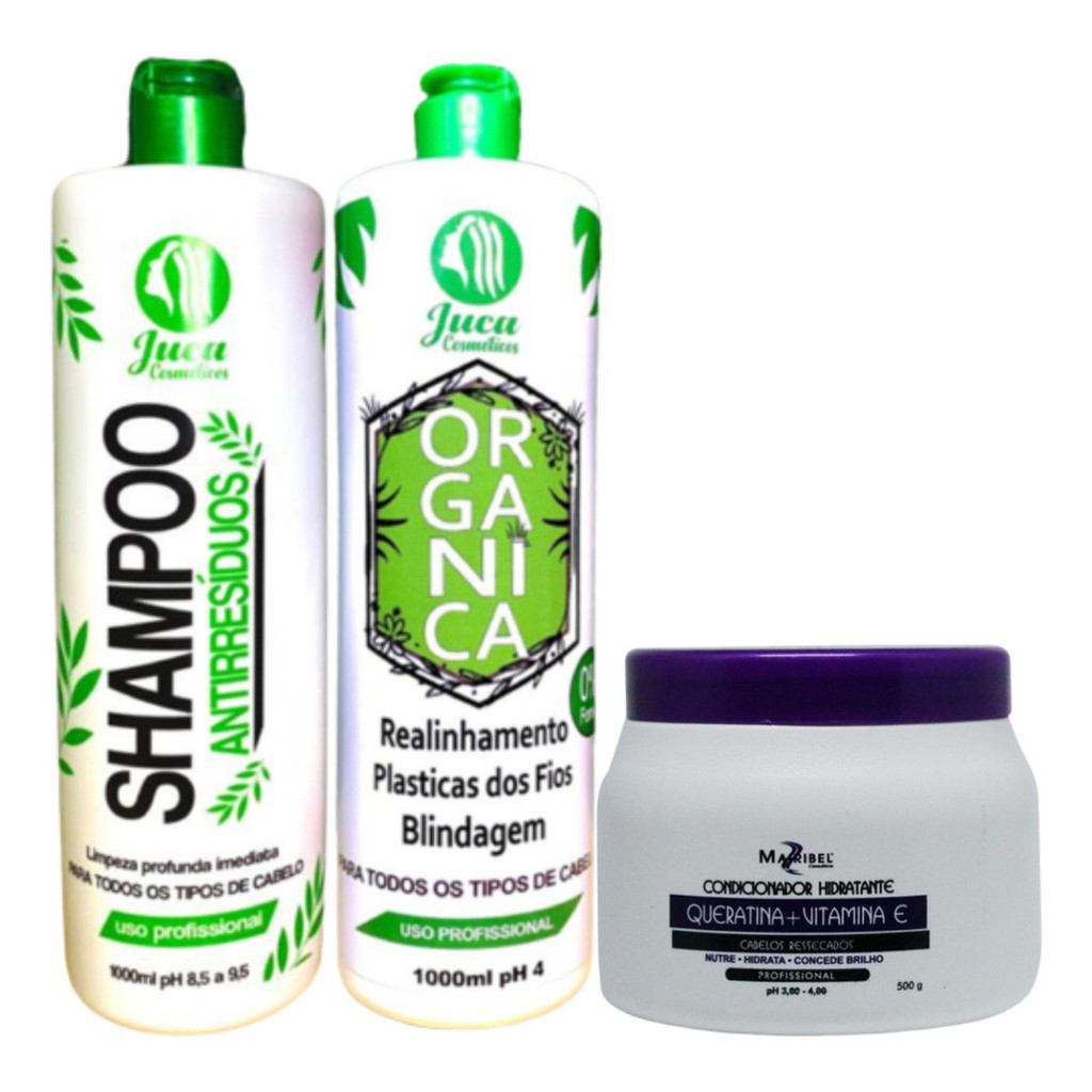 Kit Ativo Progressiva Organica 2x1l + Mascara Queratina 500g Mairibel