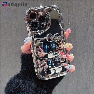 Capa Hello Kitty Maquiagem Espelhada Capinha De Celular Para Redmi Note 13 Pro Plus 12 Speed 12 Turbo 11S 5G 11T 10 5G 10T Poco F4 F3 X2 Moda Prata Suporte Telefone