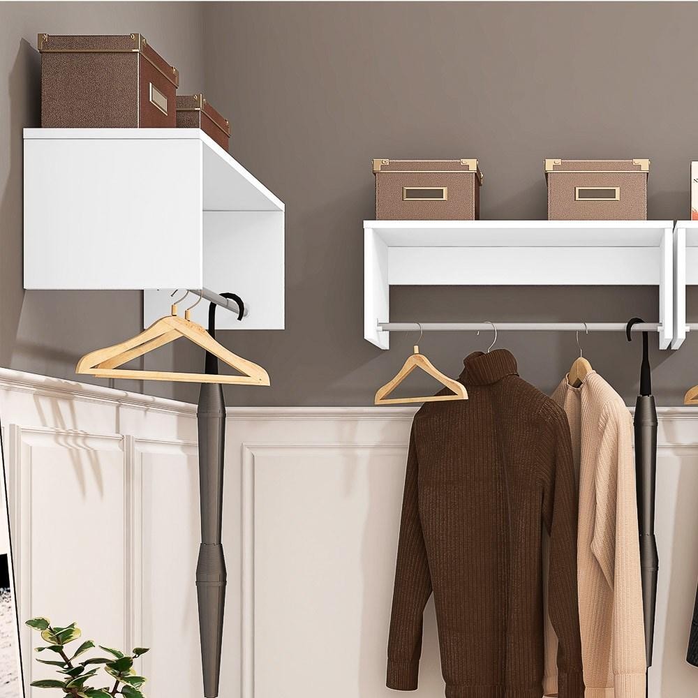 Detalhes do Kit 2 Nichos Cabideiros Suspensos Berlim Branco - Lumil Móveis