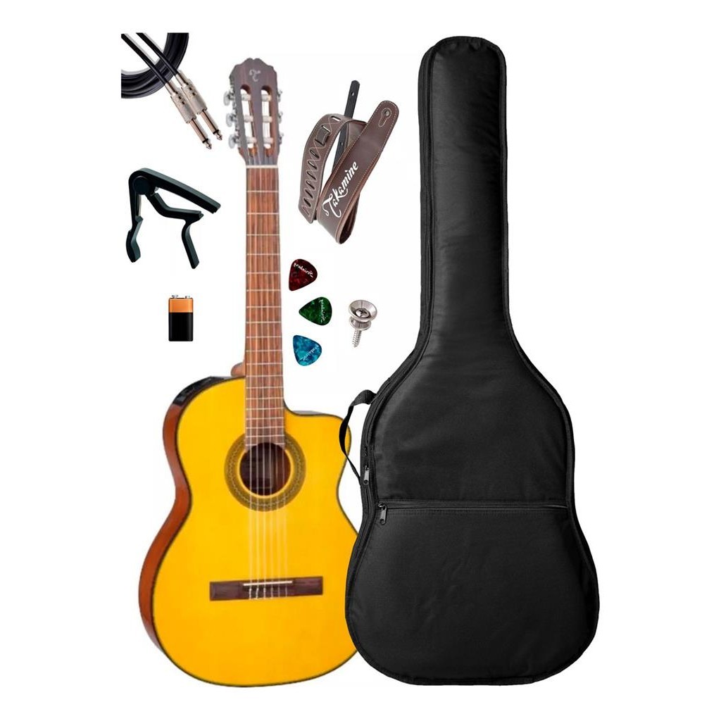 Violao Takamine Gc1ce N & Tp-4t Nylon + Capa Luxo+acessorios