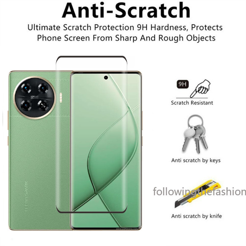 Detalhes do 3em1 3D Vidro Transparente Temperado Para Tecno Spark 20 Pro + 4G Spark20 20Pro 20C 2024 Protetor De Tela Classe De Filme De Lente De Câmera De Cobertura Total