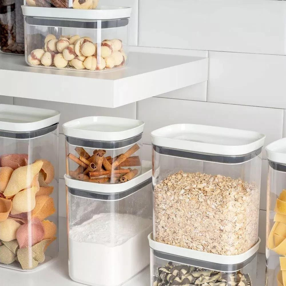 Pote Hermético Empilhável Organizador Porta Condimentos Quadrado Retangular Block - Ou