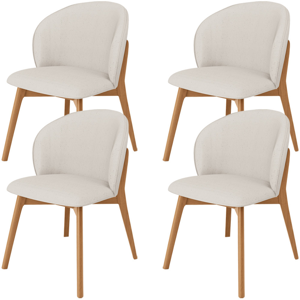 Kit 04 Cadeiras de Jantar e Estar Living Estofada Mia L02 Linho Cru - Lyam Decor - Home & Living