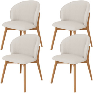 Kit 04 Cadeiras de Jantar e Estar Living Estofada Mia L02 Linho Cru - Lyam Decor em Oferta na Shopee