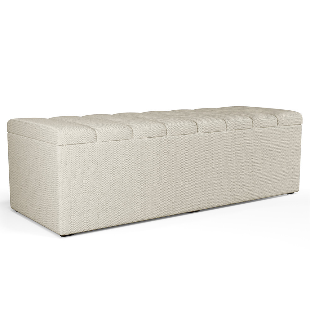 Calçadeira Recamier Baú Para Cama De Casal King Dália 195x50 cm W01 Linho Champagne - Lyam - Home & Living
