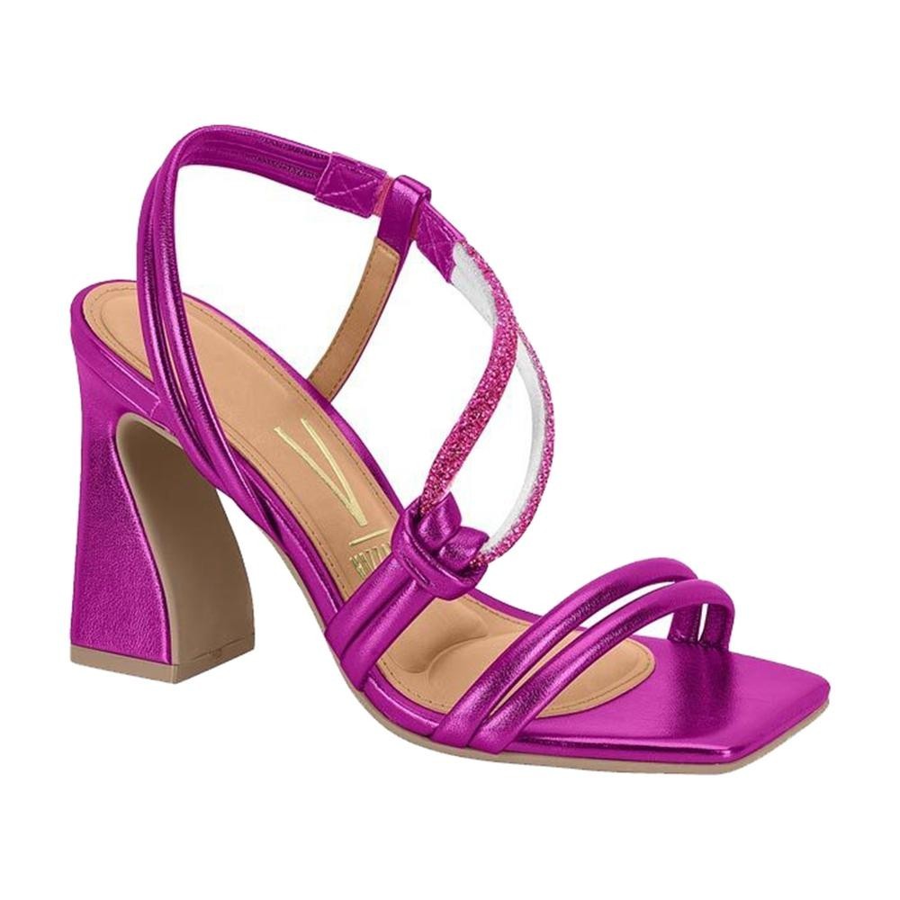 Sandália Vizzano Metalizada Brilho Salto Bloco - Pink - Women Shoes