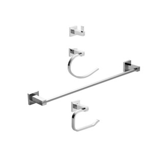 Acessórios Para Banheiro Quadrado 4 Peças São Francisco Pingoo - Prata em Oferta na Shopee