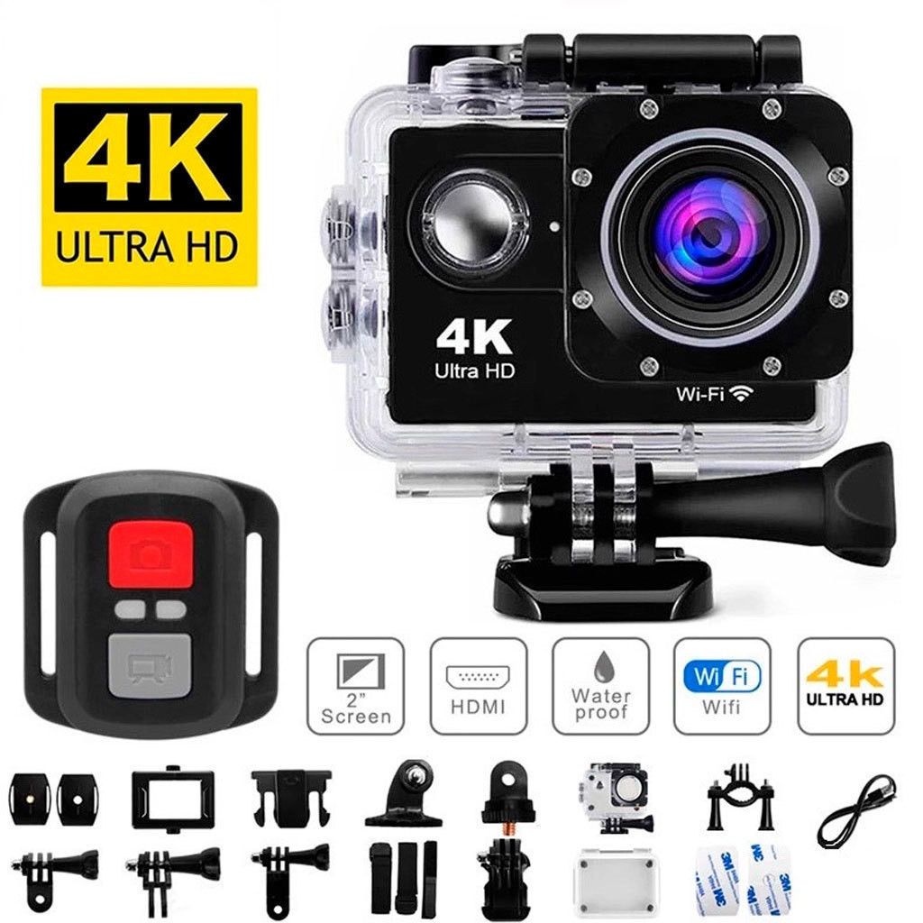 Câmera de ação 4K Ultra HD WiFi 30 metros à prova d