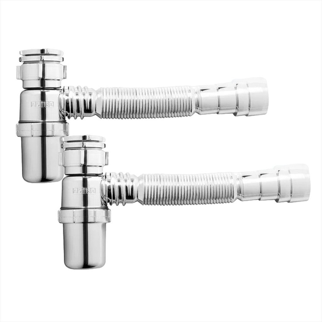 Sifão Copo Sanfonado P/ Pias Lavatórios Tanques Astra Kit 2