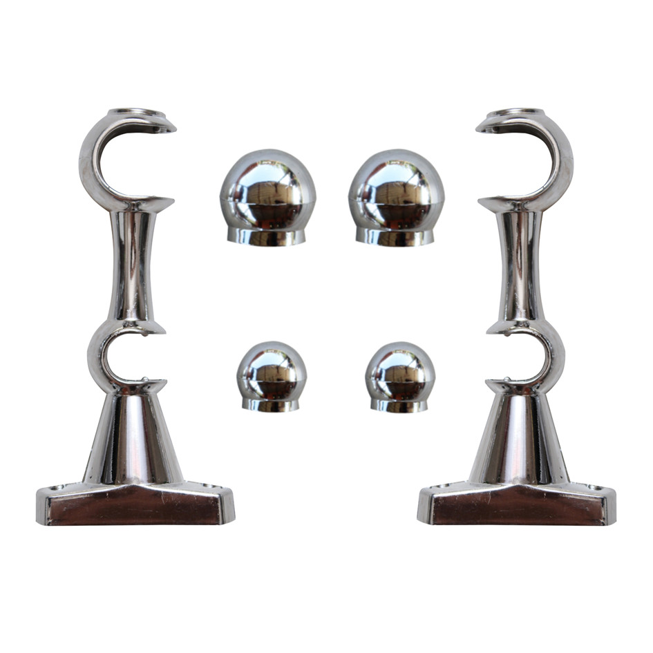 Suporte Para Varão Cortina Duplo 19/28mm Cromado 2 parafusos Com Ponteiras