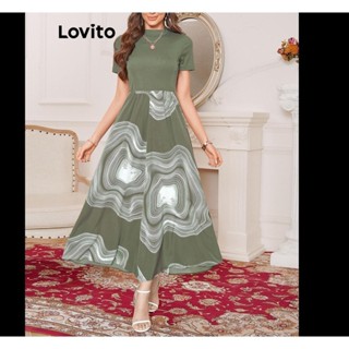 Lovito Vestido Elegante Com Costura Em Tecido Geométrico Para Mulheres LNL47136