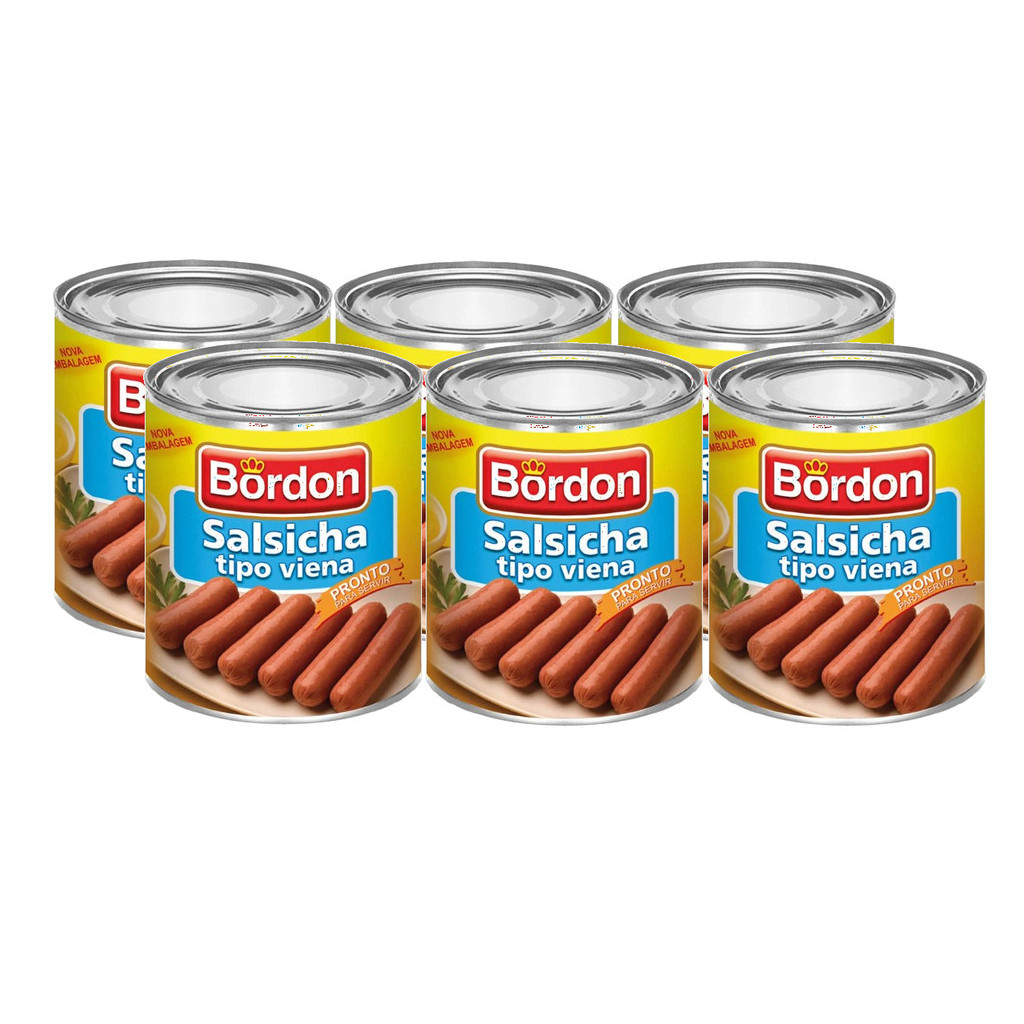 6 Salsicha Bordon Tipo Viena Lata 180g Liquido 300g