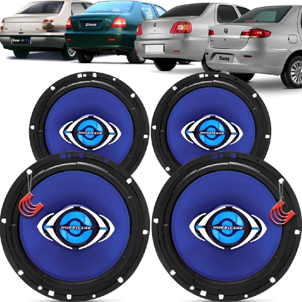 Kit Alto Falantes Dianteiros e Traseiros Fiat Siena 1997 até 2016 - Hurricane Class 520w - Spare Parts and Accessories for Vehicles