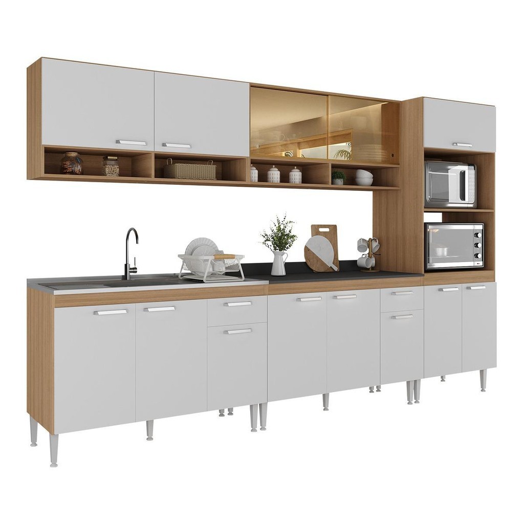 Cozinha Completa Modulada com Armário e Balcão 5 Pçs Paris Multimóveis MP2225 - Home & Living