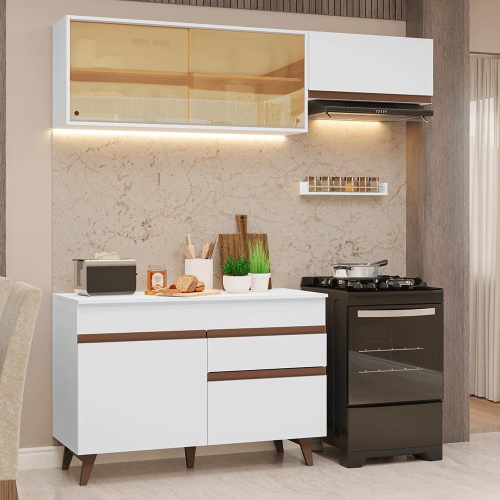Armário de Cozinha Compacta 190cm Branco Reims Madesa 05