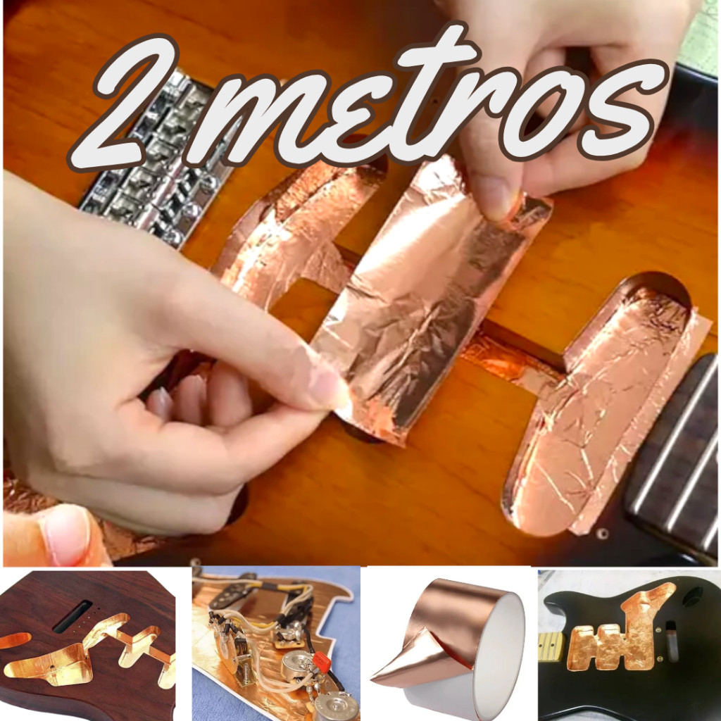 2 metros Fita folha de cobre adesiva condutiva para blindagem de guitarra baixo 50mm