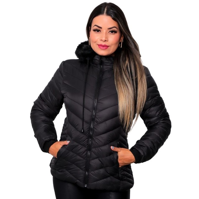 Jaqueta Bobojaco Impermeável Revestida Feminina - Preto