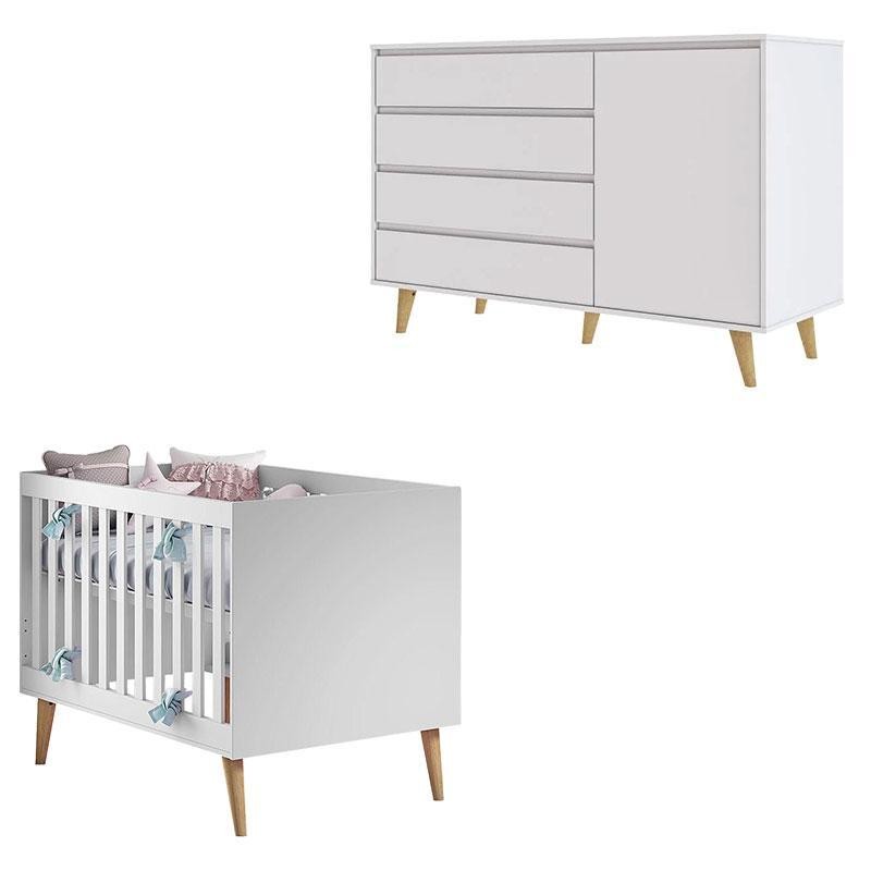 Berço Americano Ludmila e Cômoda Gran Lorena Branco Acetinado Bétula – Carolina Baby em Oferta na Shopee