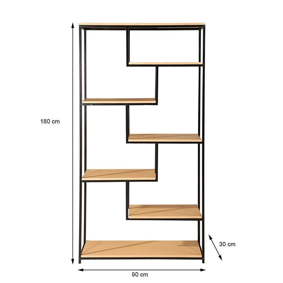 Estante Florença Carving Natural e Preta 180 cm — imagem 2 de 2