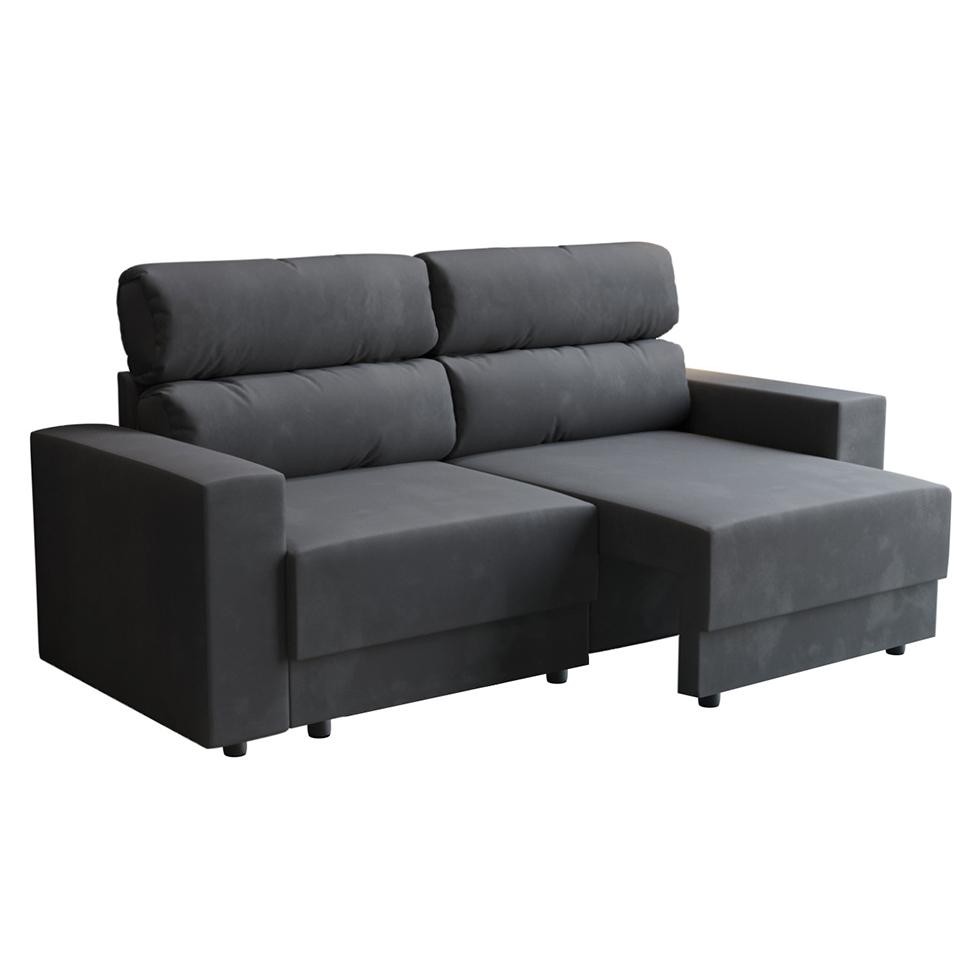 Sofá 3 Lugares Retrátil e Reclinável Porto Alegre Suede Grafite 180 cm em Oferta na Shopee