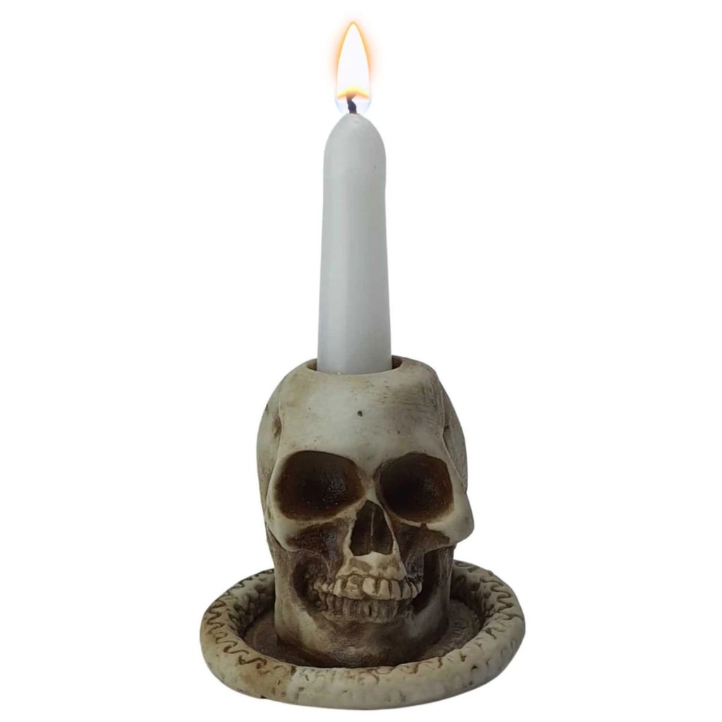 Cranio Caveira Porta Vela Castical Enfeite Halloween Resina em Oferta na Shopee