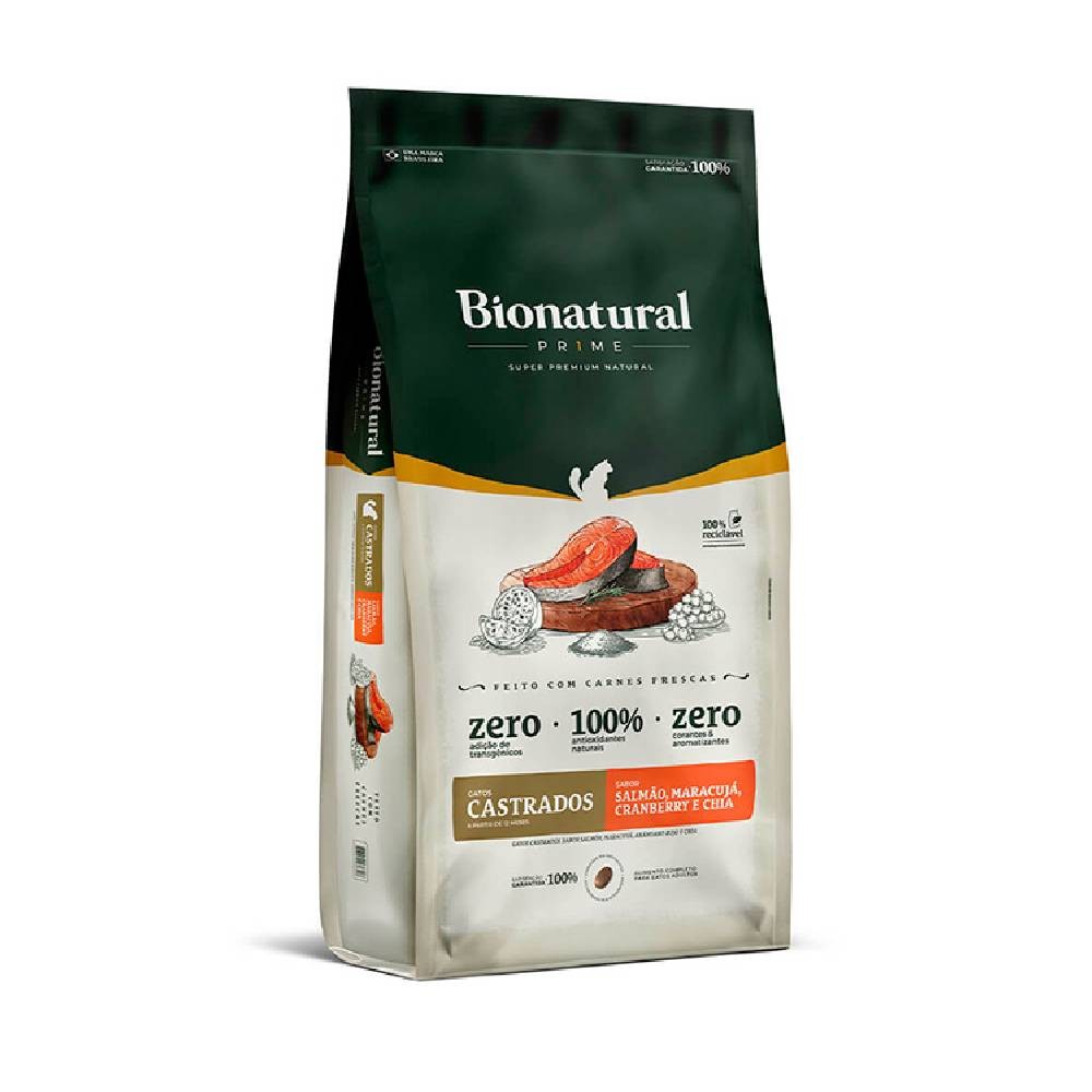 Ração Bionatural Prime Gatos Castrados Salmão 1,5kg - Pets