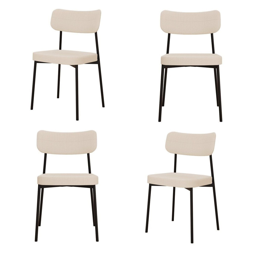 Kit com 4 Cadeiras para Sala de Jantar Mona Yescasa Areia Corriente em Oferta na Shopee