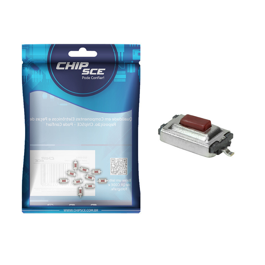 10x Chave Táctil Smd 4 x 6 x 2,5 mm 2 Terminais Kfc-a06