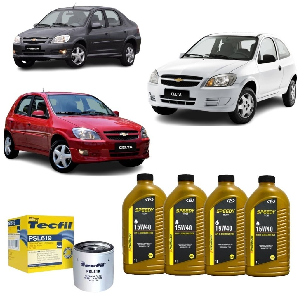 Kit Troca De Oleo E Filtro Celta Prisma 1.0 1.4 15w40 Semisintetico API SL revisão original GM em Oferta na Shopee