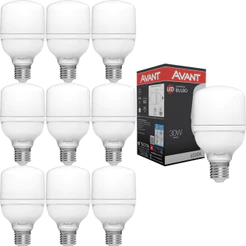 10 Lâmpadas Led Bulbo HP 30w Luz Branca 6500k E27 Avant