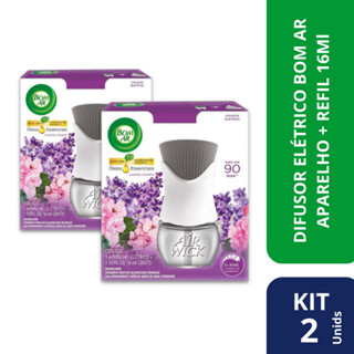 Kit com 2 Difusores Elétricos Bom Ar Lavanda com Refil 16ml