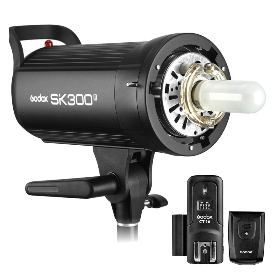 Flash Estúdio Godox SK300 II para Camera Canon Nikon Sony 300W com Rádio Flash