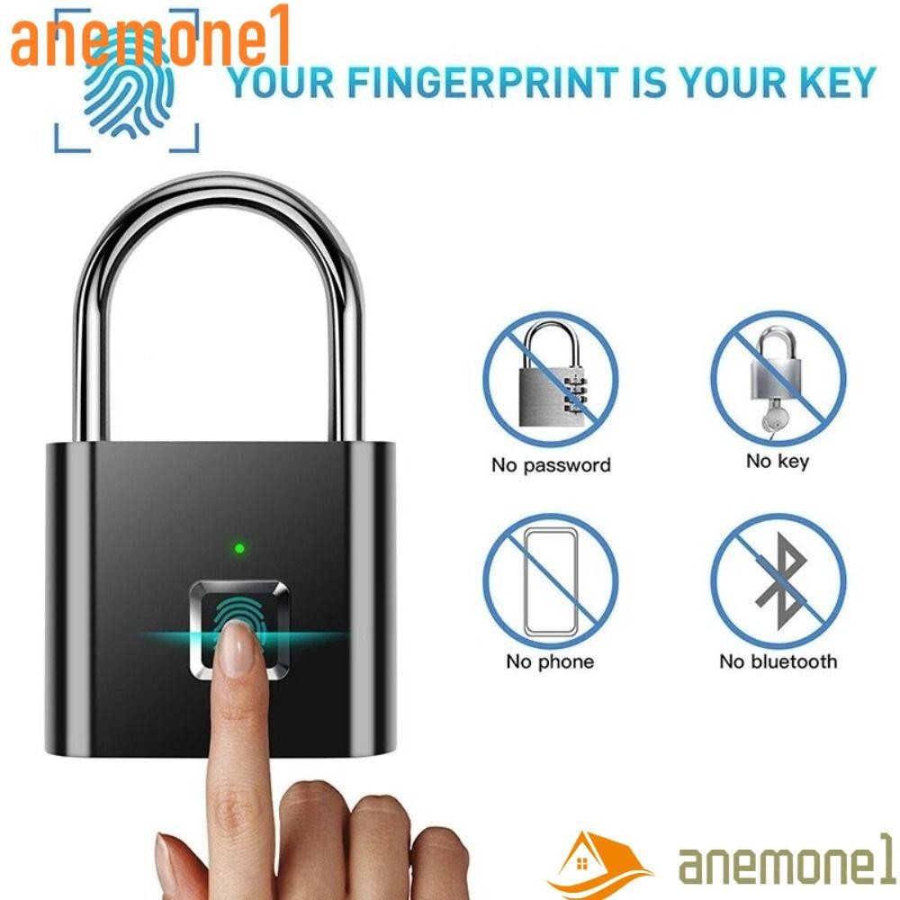 ANEMONE1 Fechadura De Impressão Digital , Cadeado Inteligente Com Carregamento USB Sem Chave Portátil À Prova D'água Anti-Furto Armário De Eletrônica De Segurança