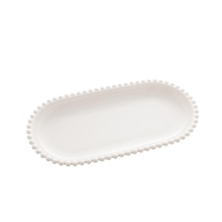 Travessa Wolff Beads de Porcelana Branco 30cm x 15cm x 3cm