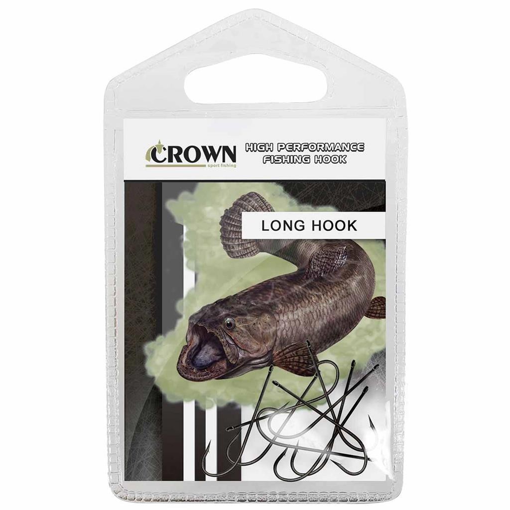 Anzol Long Hook Black Crown C/ Farpa Anzol Haste Longa