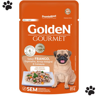 Kit 20 unidades Sachê Golden Gourmet Alimento Cães Adultos Pequeno Porte Sabor Frango Espinafre 85g em Oferta na Shopee
