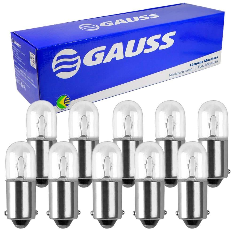 10 Lâmpada Gauss Miniatura Incolor T4w 24v Ba9s 1 Polo