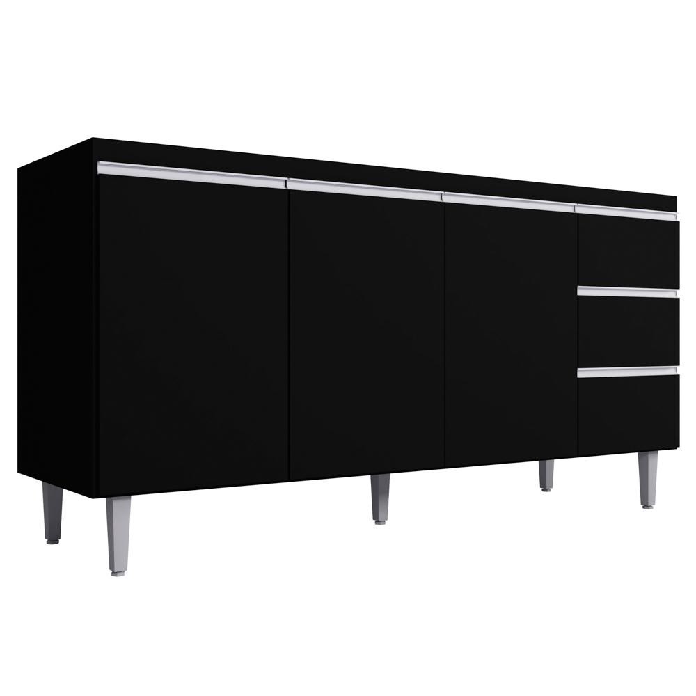 Balcão Gabinete Para Pia 160cm com Tampo 3 Portas Andréia Preto - AJL Móveis em Oferta na Shopee