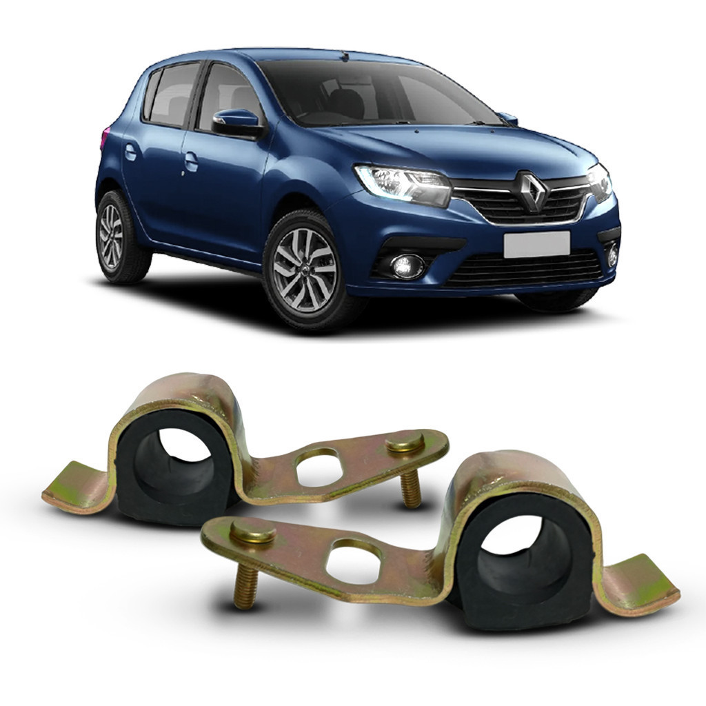 Par Kit Bucha Borracha Abraçadeira da Barra Estabilizadora Dianteira Renault Sandero 2020 2021 2022 2023