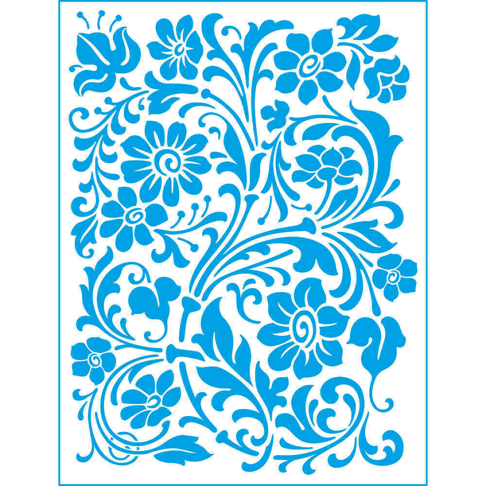 Stencil Gabarito de Pintura Parede - Flores Textura Reforma