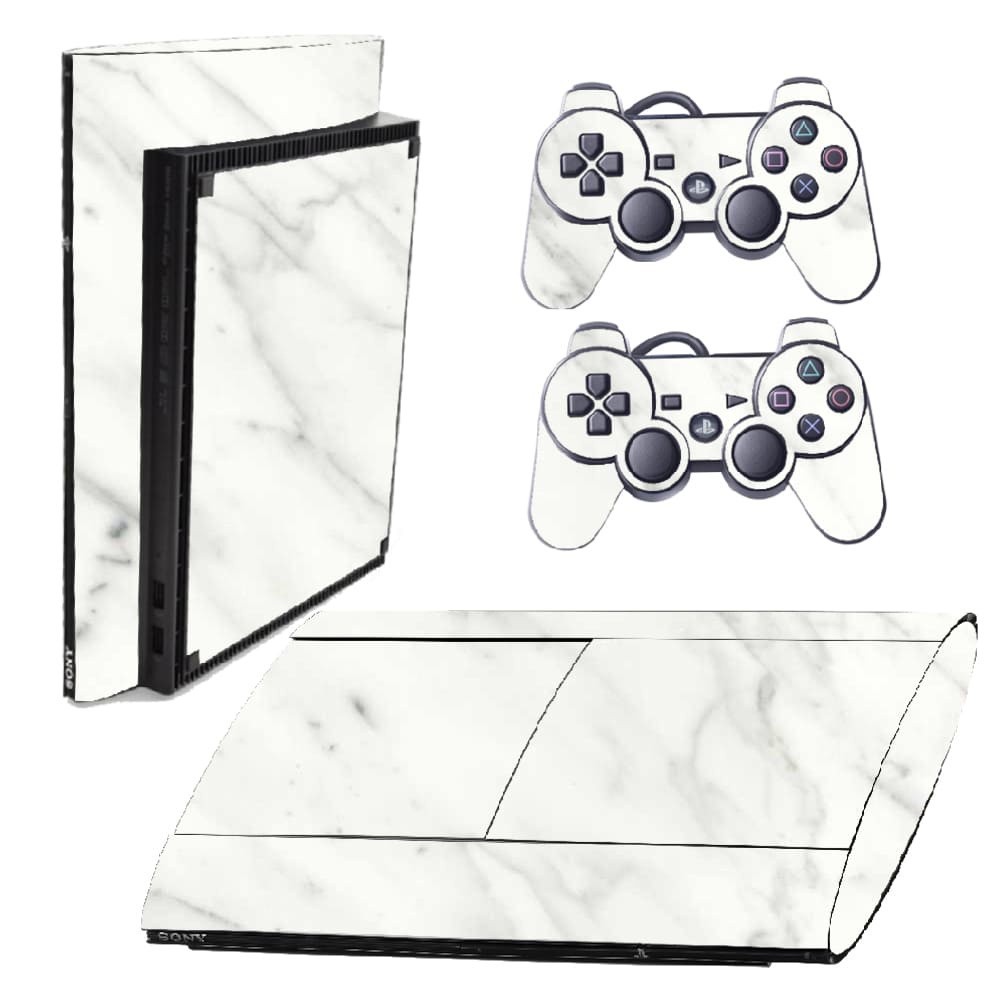 Skin PS3 Super Slim Playstation Adesivo Película Protetora Sticker Marmore Bianco