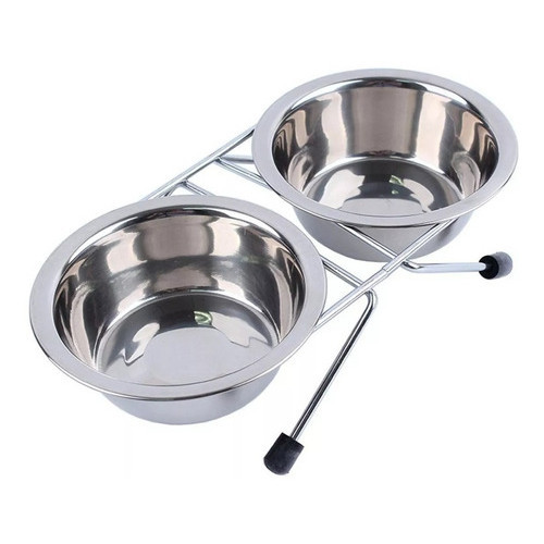 Comedouro Duplo Suspenso Grande Inox - 1500 mL