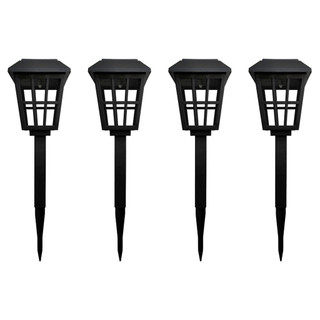 Kit com 4 - Luminária Solar Balizador Espeto de Jardim Colonial Preto Decoração Jardim LED 6000K