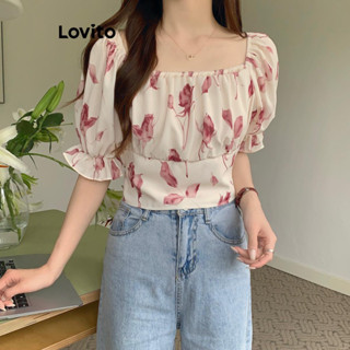 Lovito Blusa Casual Ditsy Com Estampa Floral Para Mulheres LNA43234