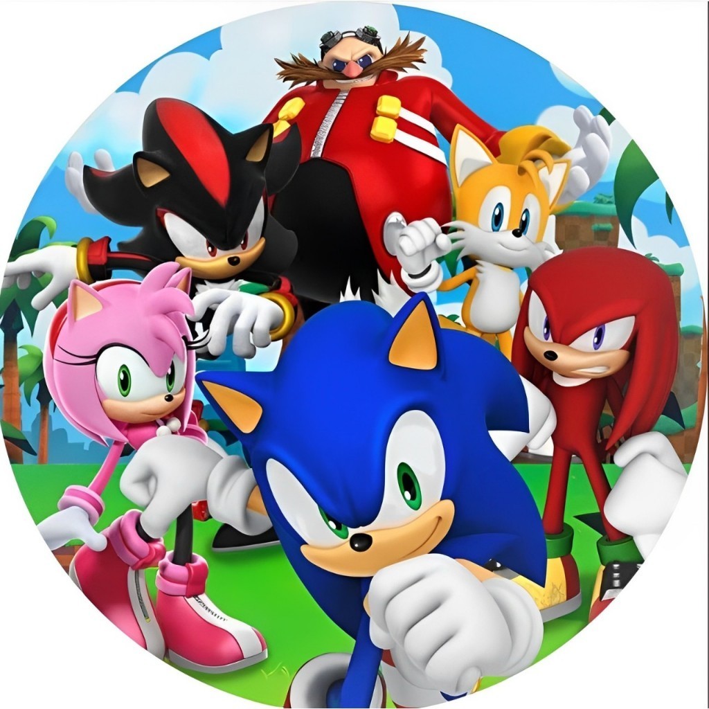 PAINEL SONIC E SUA TURMA 50X50CM REDONDO LEIA A DESCRIÇÃO em Oferta na Shopee