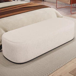 Puff Decorativo Orgânico para Living Quarto 195cm Doha W01 Linho Cru - Lyam Decor