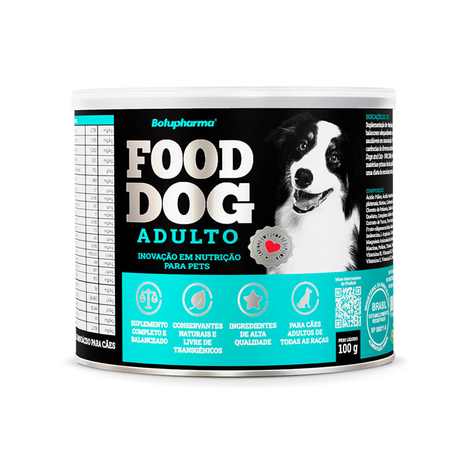 Food Dog Adulto Manutenção Suplemento Cães Botupharma 100g em Oferta na Shopee