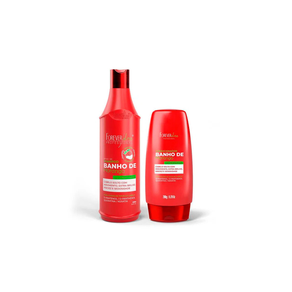 Kit Shampoo e Cond. Banho de Verniz Morango Forever Liss