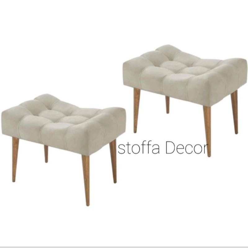 Kit Duplo de Puff Retangular Requinte Suede Pé Palito Bege em Oferta na Shopee